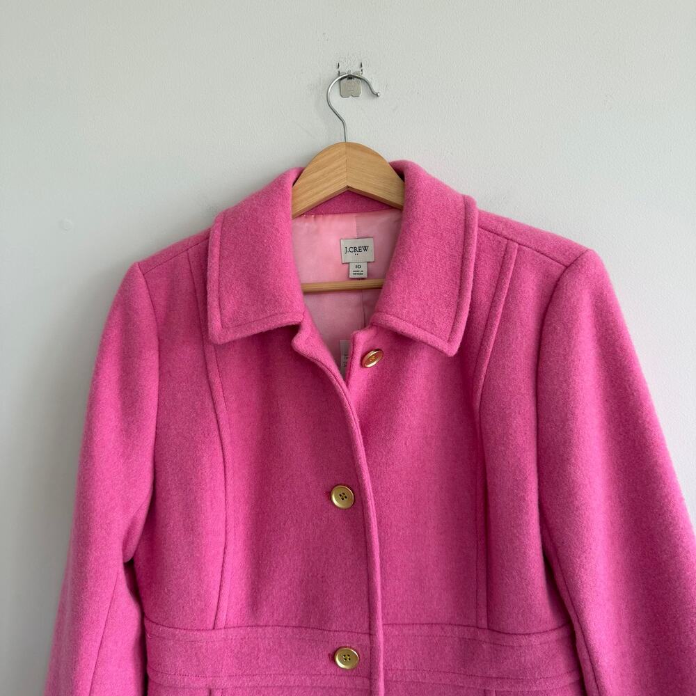 J. Crew Wool-Blend Lady Day Mid-Length Trench Coat Pink 10 NWT - Picture 5 of 11